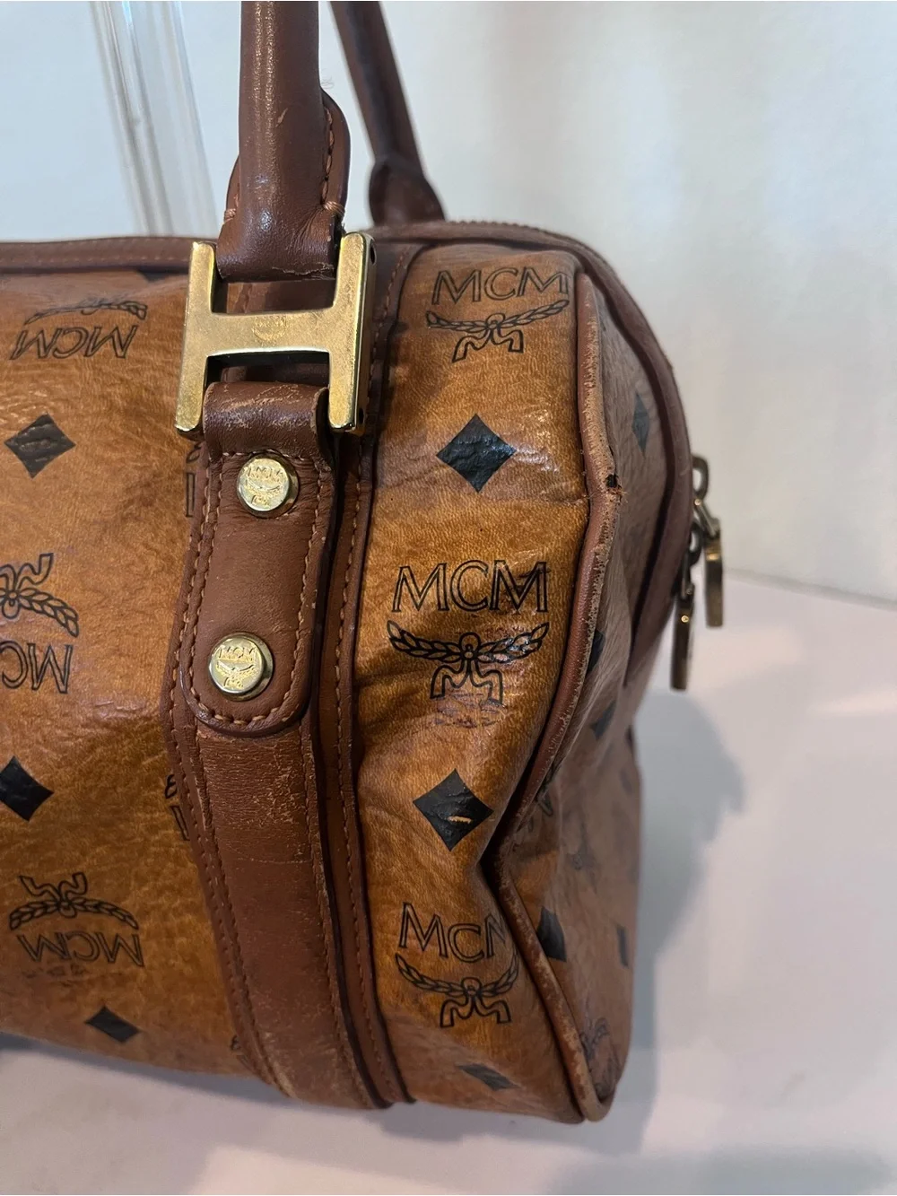 MCM CHARM BOSTON BAG.